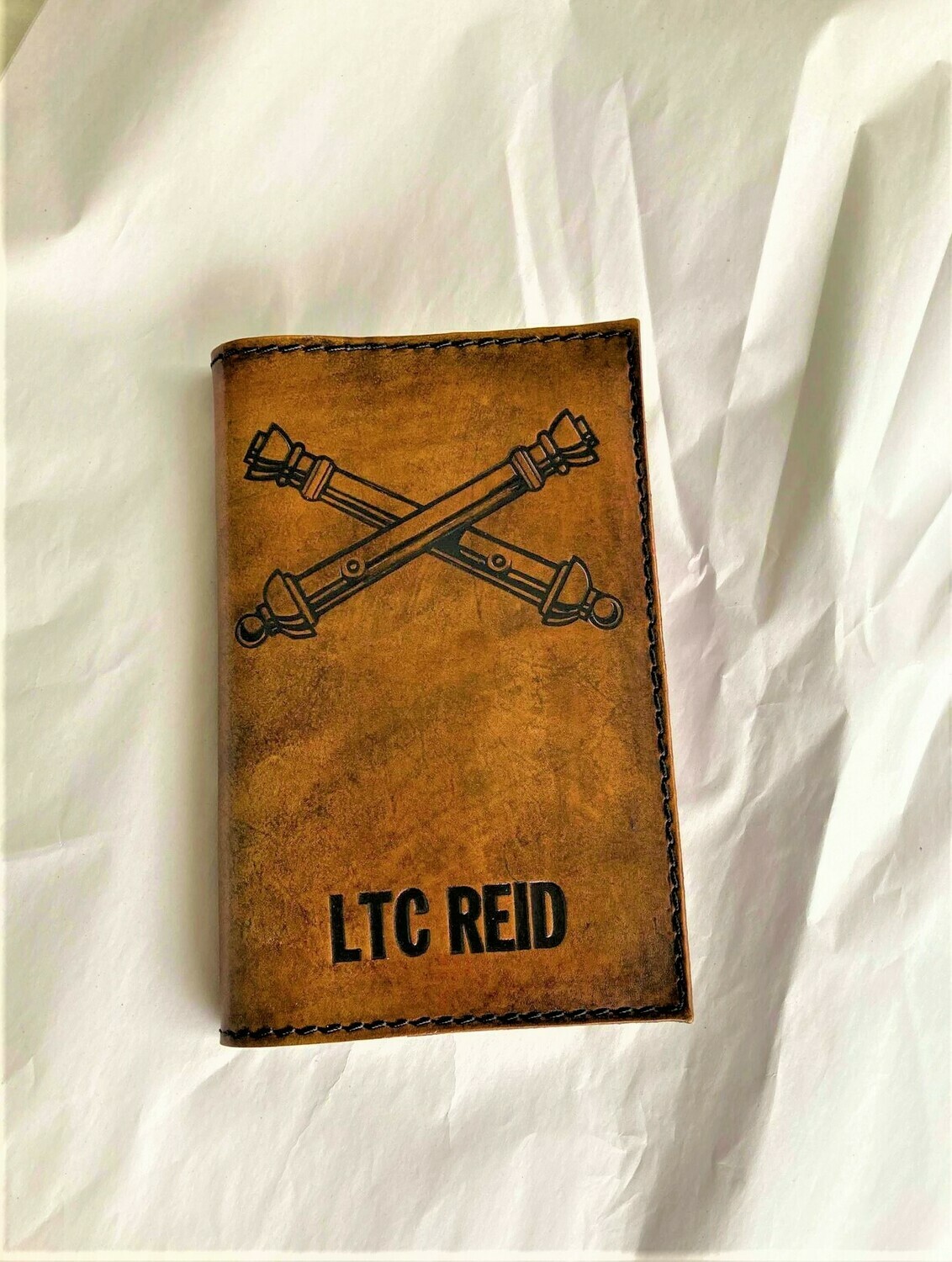 Army Field Artillery cross cannons Leather Book Cover Military