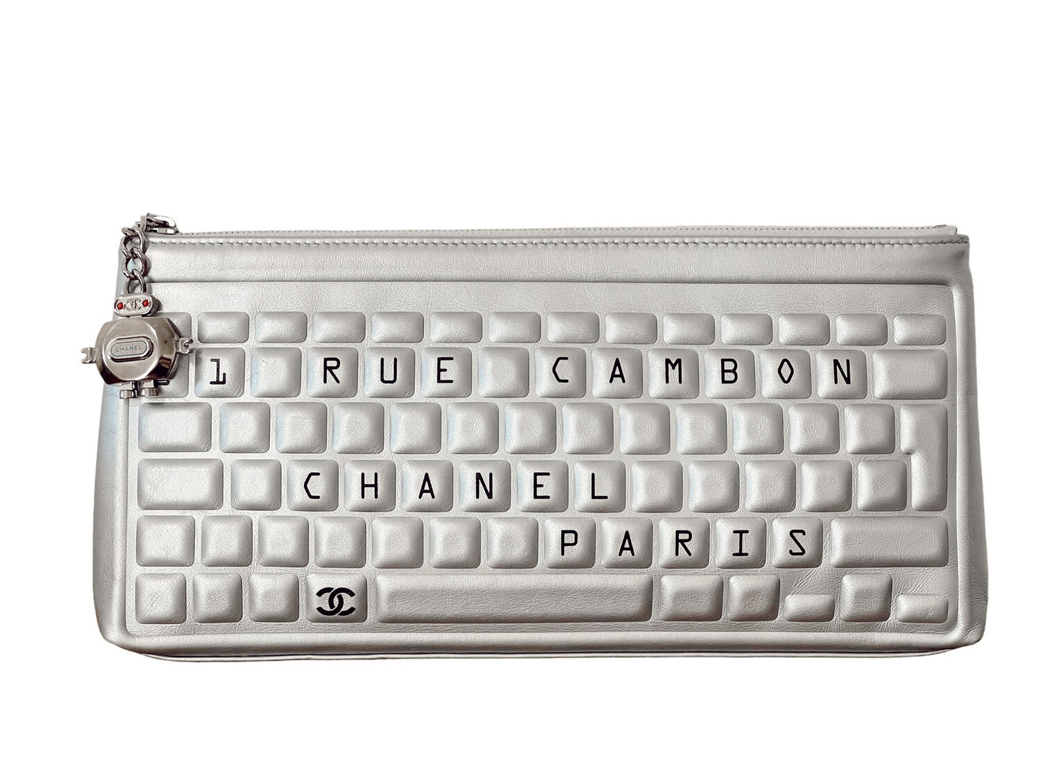 CHANEL SILVER KEYBOARD CLUTCH