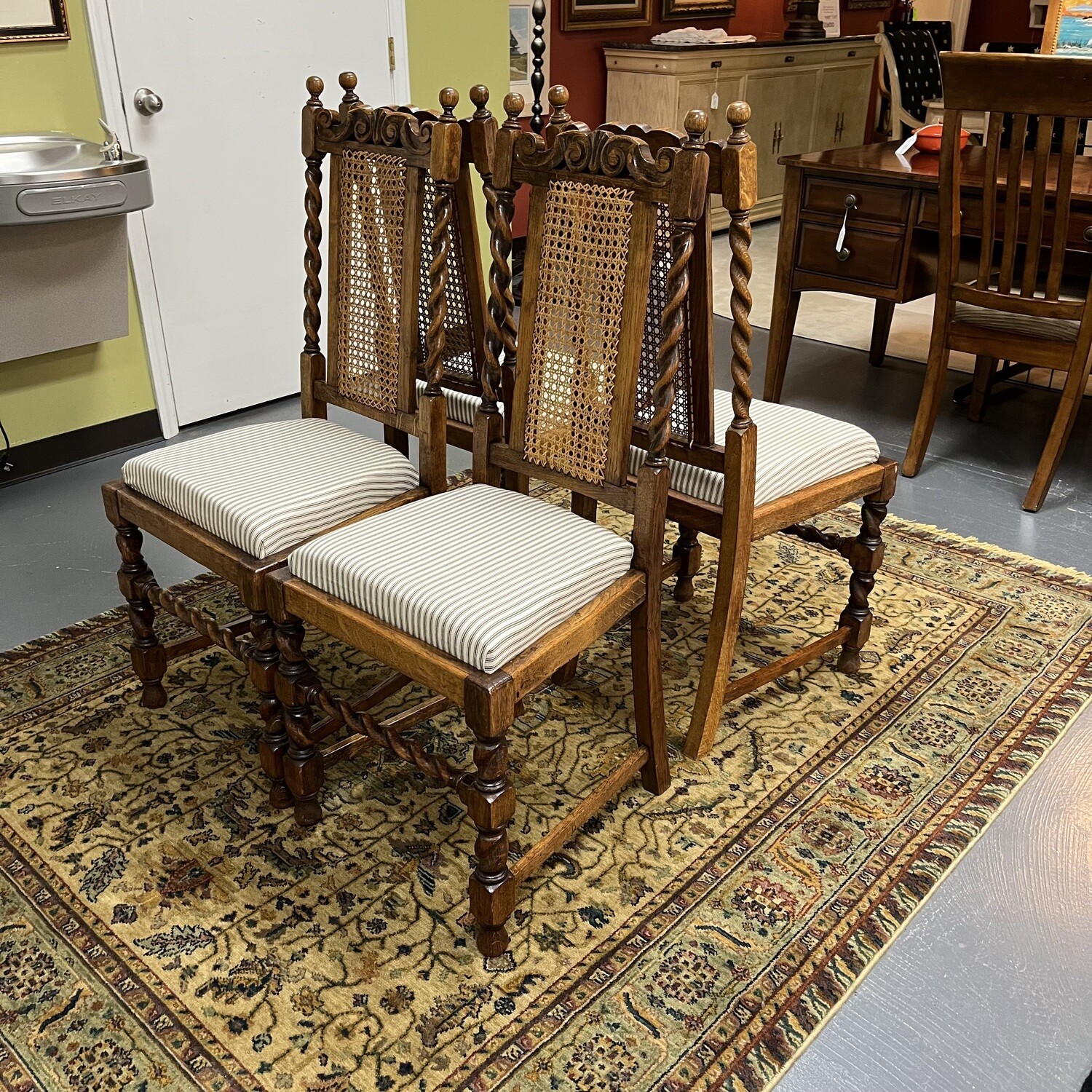 Four Antique Barley Twist Dining Chairs