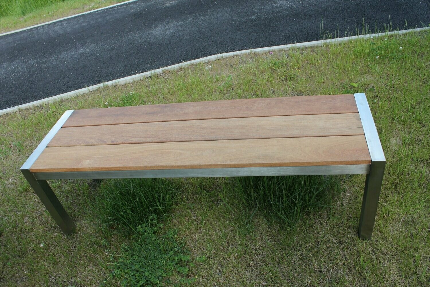 Edelstahl Gartenbank 2m Cumaru ohne Lehne