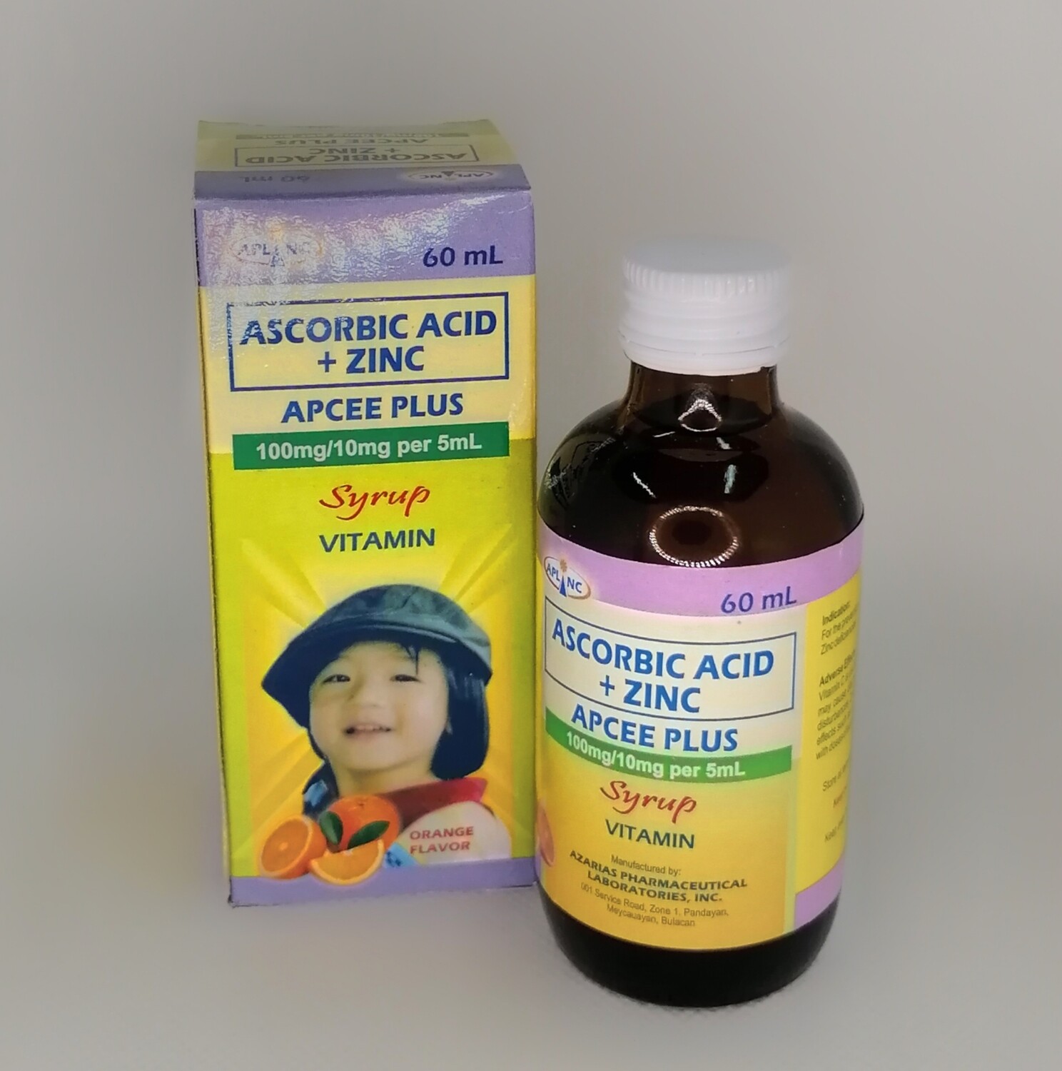 Ascorbic Acid (Vitamin C) + Zinc 100mg/10mg/5ml Syrup 60ml bottle x1’s