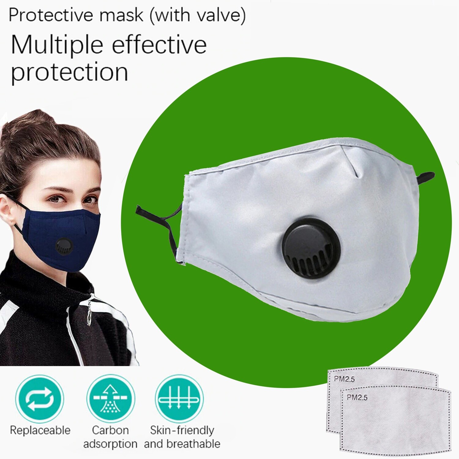 Comfortable and protective PM2.5 Gray Face Mask