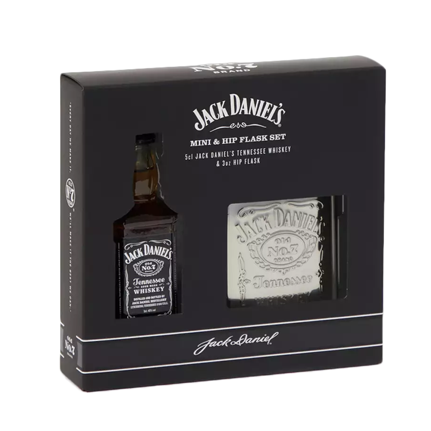 Jack Daniel's Miniature And Hip Flask Gift Set