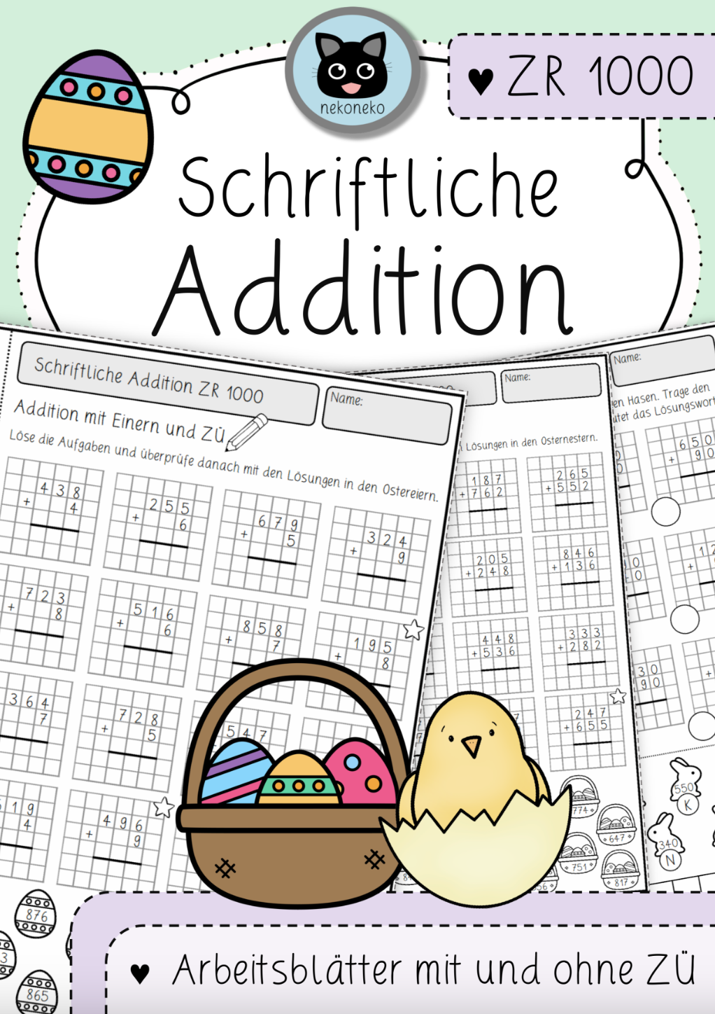 Arbeitsblätter | Schriftliche Addition ZR 1000 | 3. Klasse
