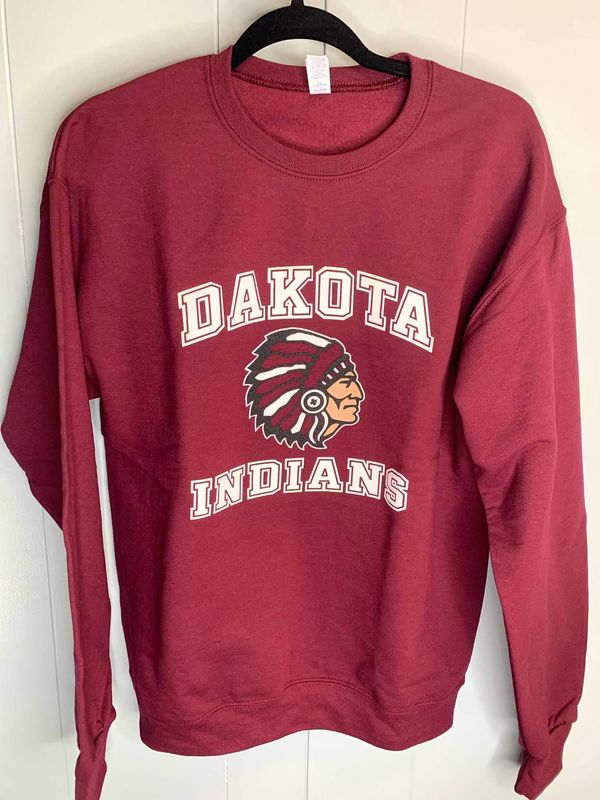 Dakota Indian Crew Neck Sweatshirt- Maroon