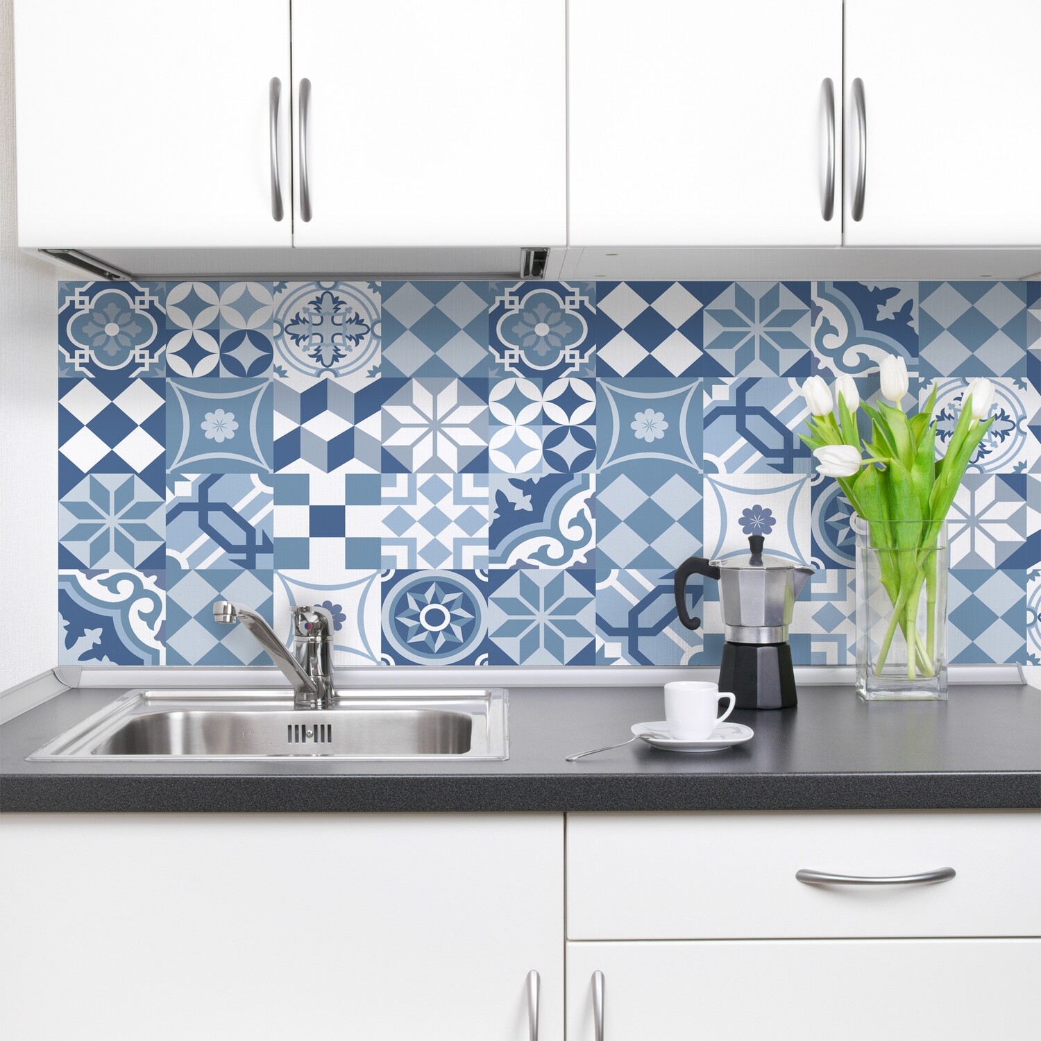 Blue Cementine Self Adhesive Backsplash