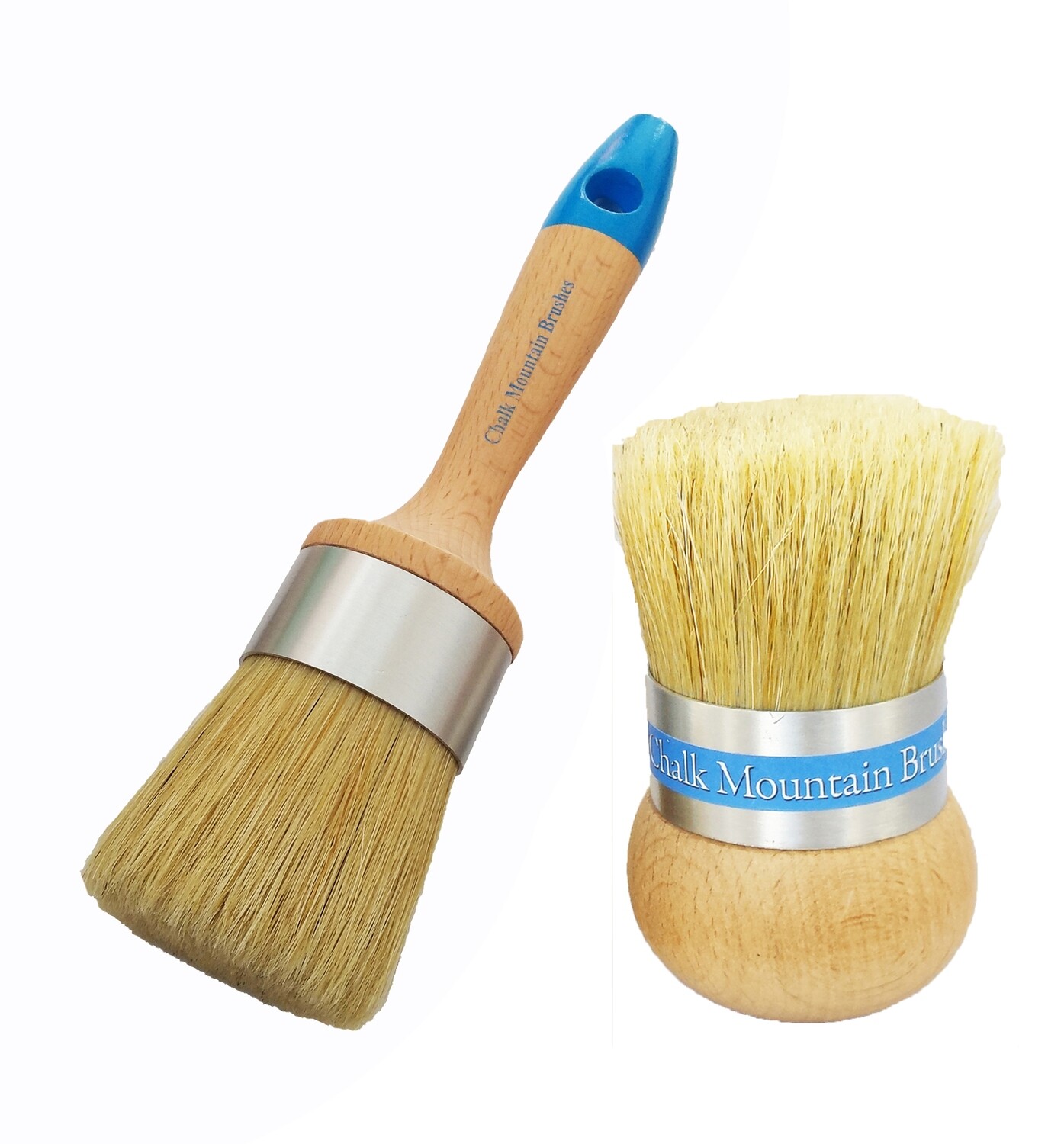 2 Pack Medium Boar Hair Bristle Paint Brush and Original Designed Palm Wax.
