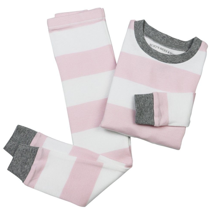 Burts Bees Baby 2 pc Pajama set pink/white stripe 6
