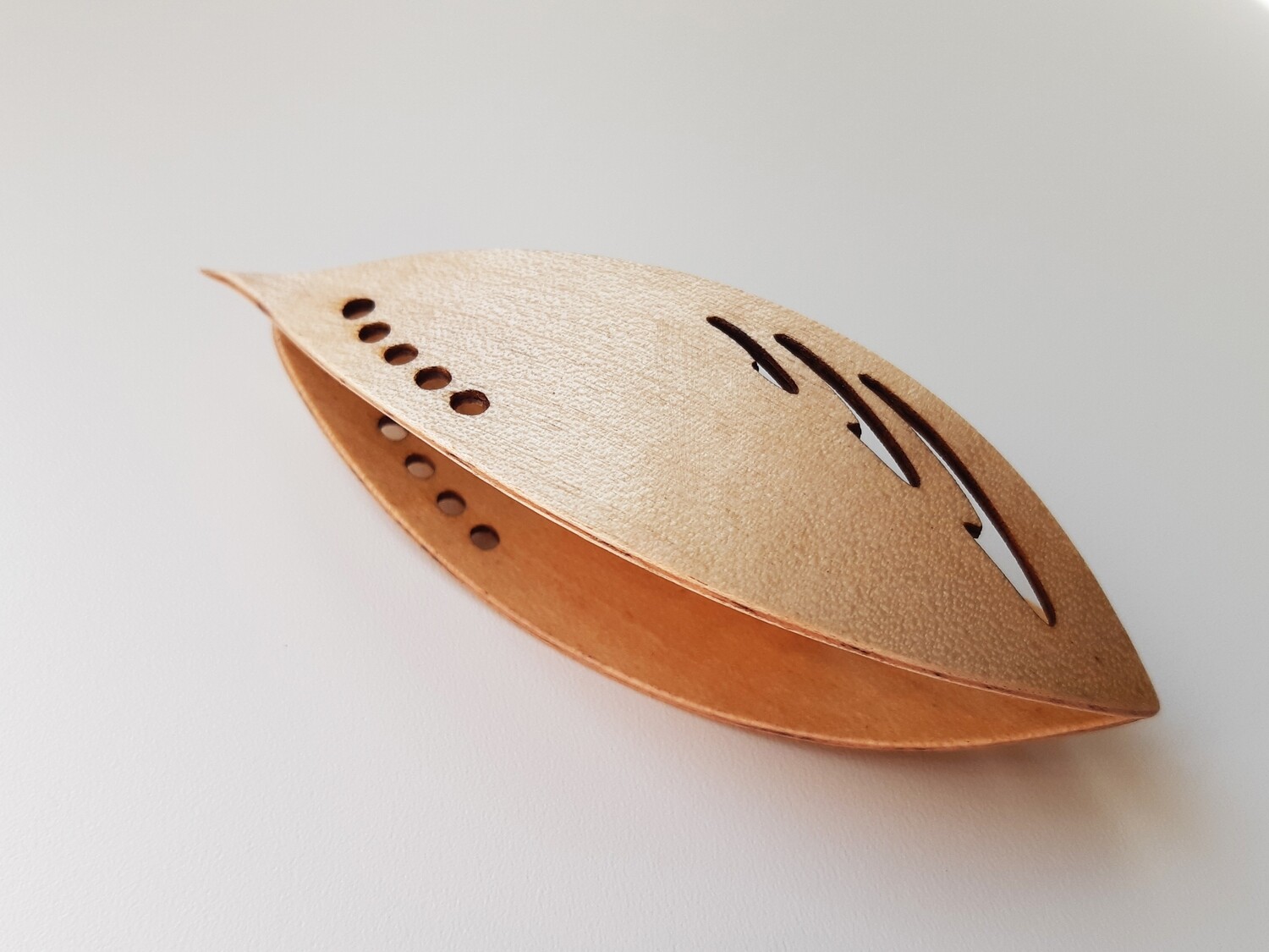 Large Wooden Tatting Shuttle With Sharp Pick Maple With Cutouts 3