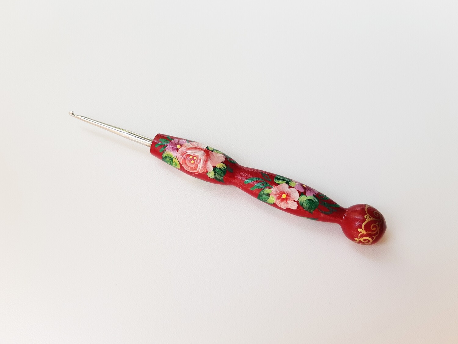 Tatting Short Hook 1.1 mm Painted Burgundy