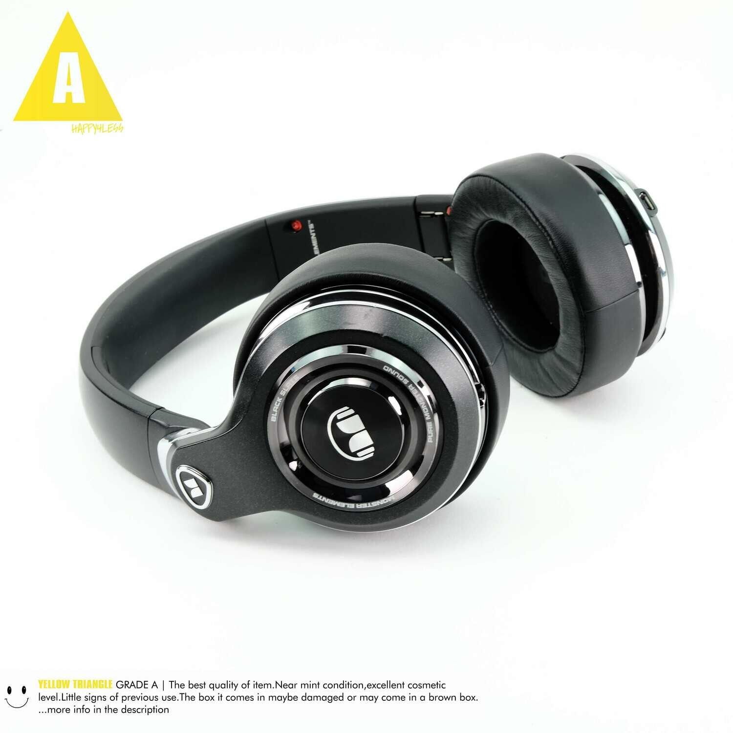 Monster Elements Wireless OverEar Headphones Full Size Black Slate