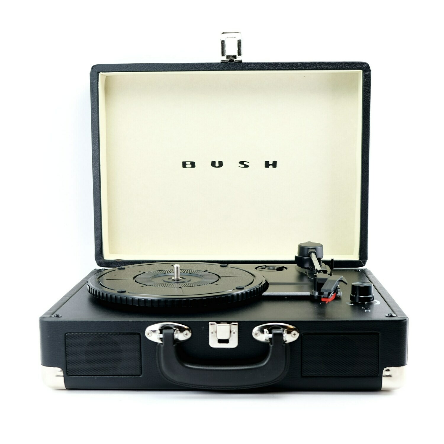 Bush Classic Retro Portable Turntable, Case Record Player Black KTS601