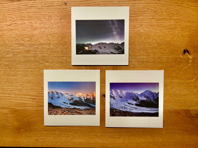 Kartenset „Diavolezza &amp; Piz Palü“, Handarbeit, 3 Stück Fr. 16.00, Kostenloser Versand CH