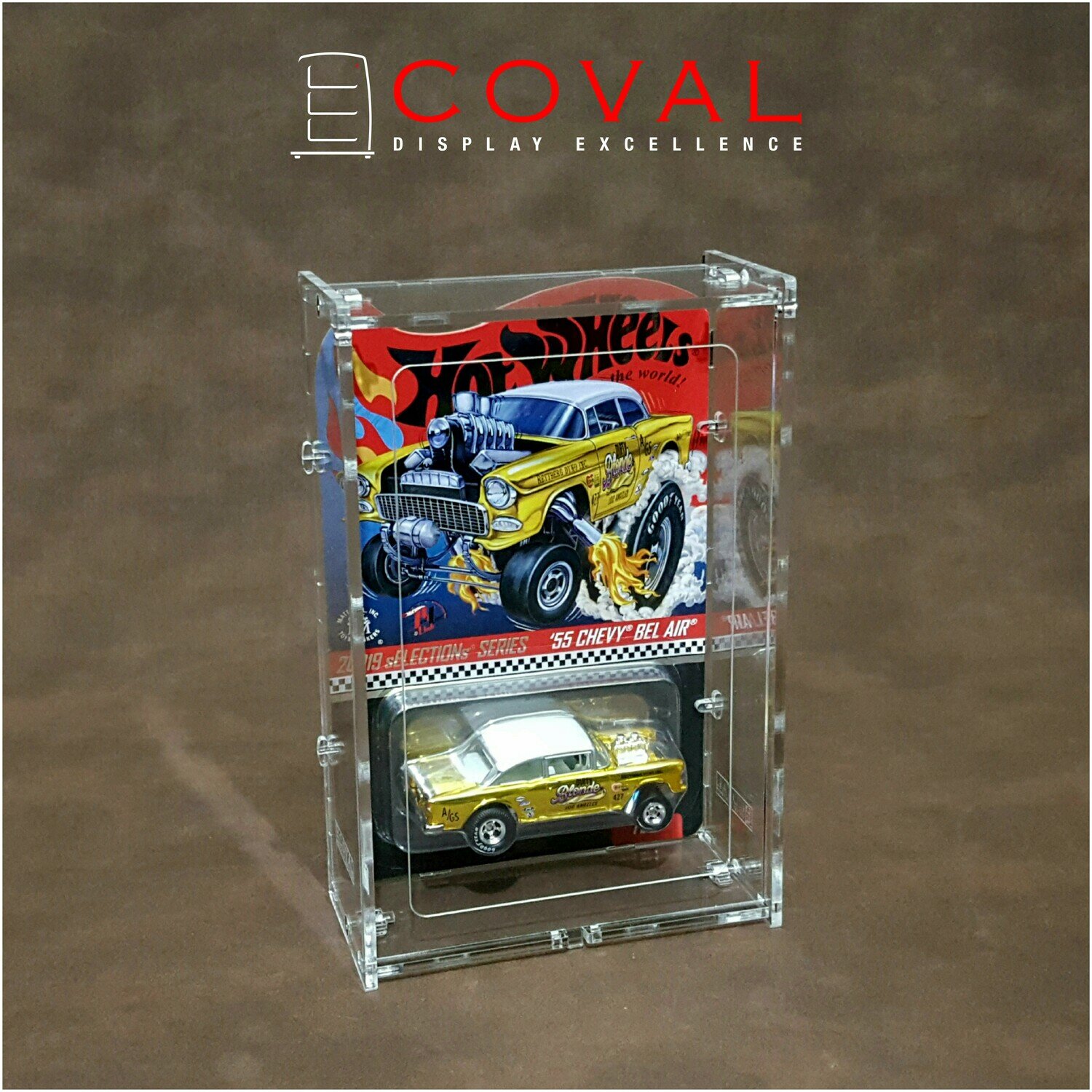 COVAL HDW101 Acrylic Display Case for Single Wide Premium Carded Hot Wheels with Front Vertical