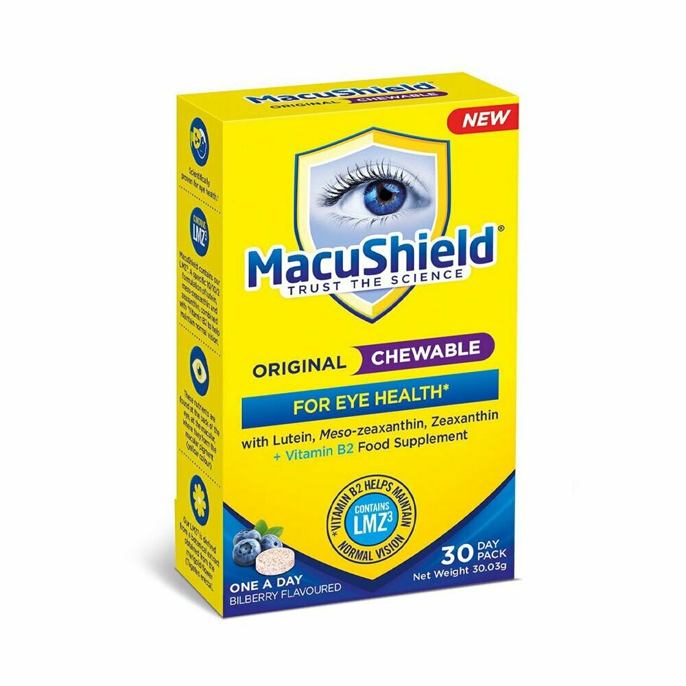MacuShield Original CHEWABLE *Veg* For Eye Health Bilberry Flavoured