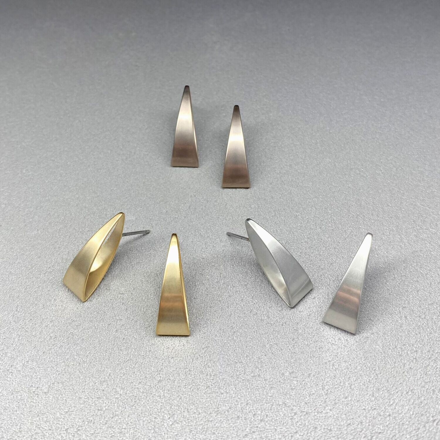 Dreieckige Zirkonia Ohrstecker Herren - Geometrisch Silber/Gold 12mm