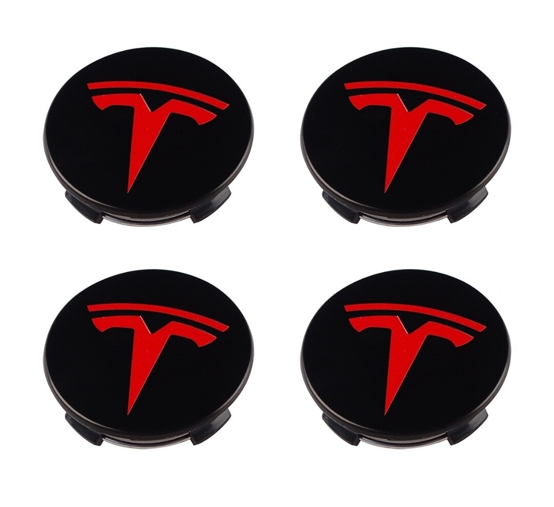 Tesla Wheel Centre Caps Red/Black Model 3/S/X/Y