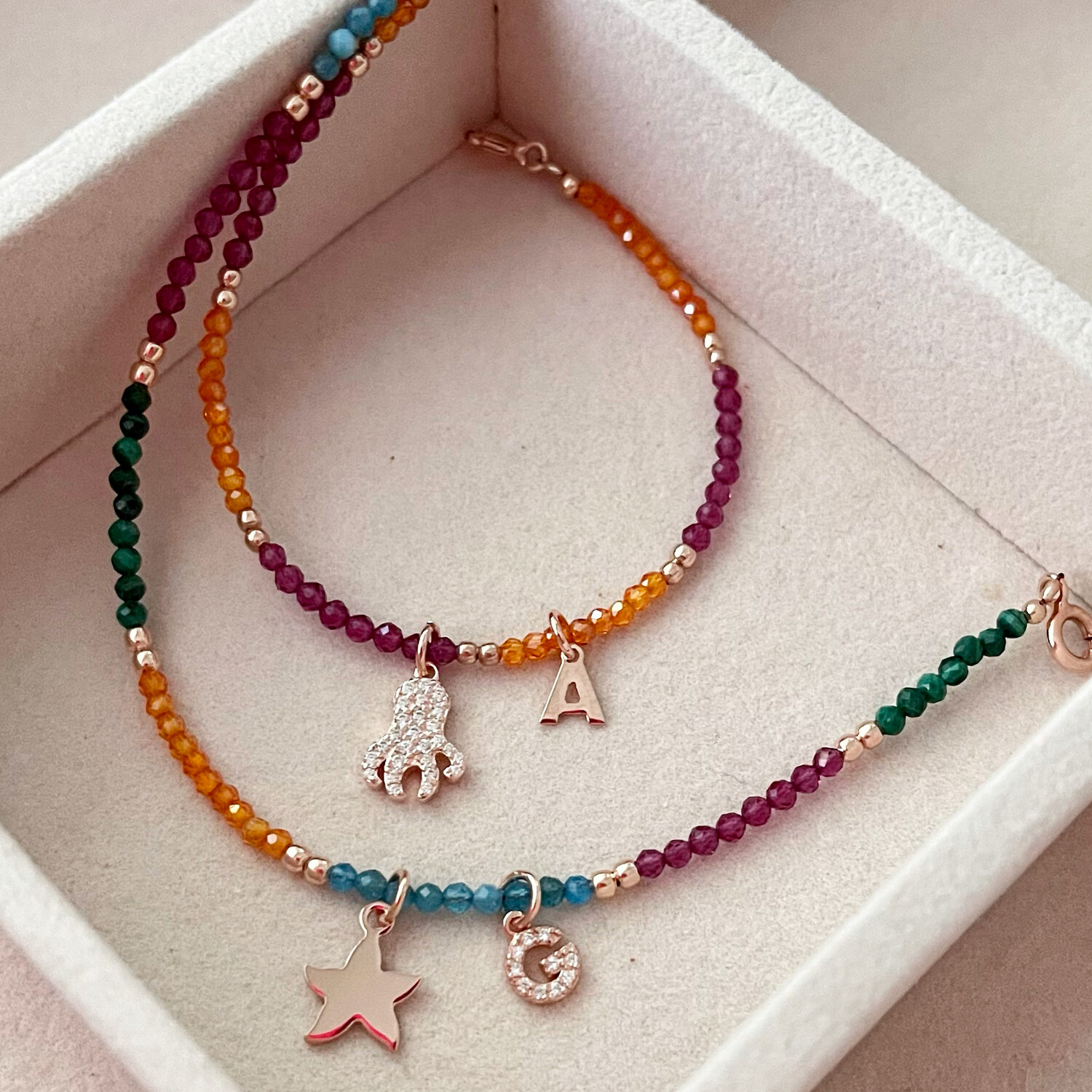 Cavigliera B22 Con 3 Cubi Magici - Argento Sterling 925, Lunghezza 21 Cm, Bijou Donna