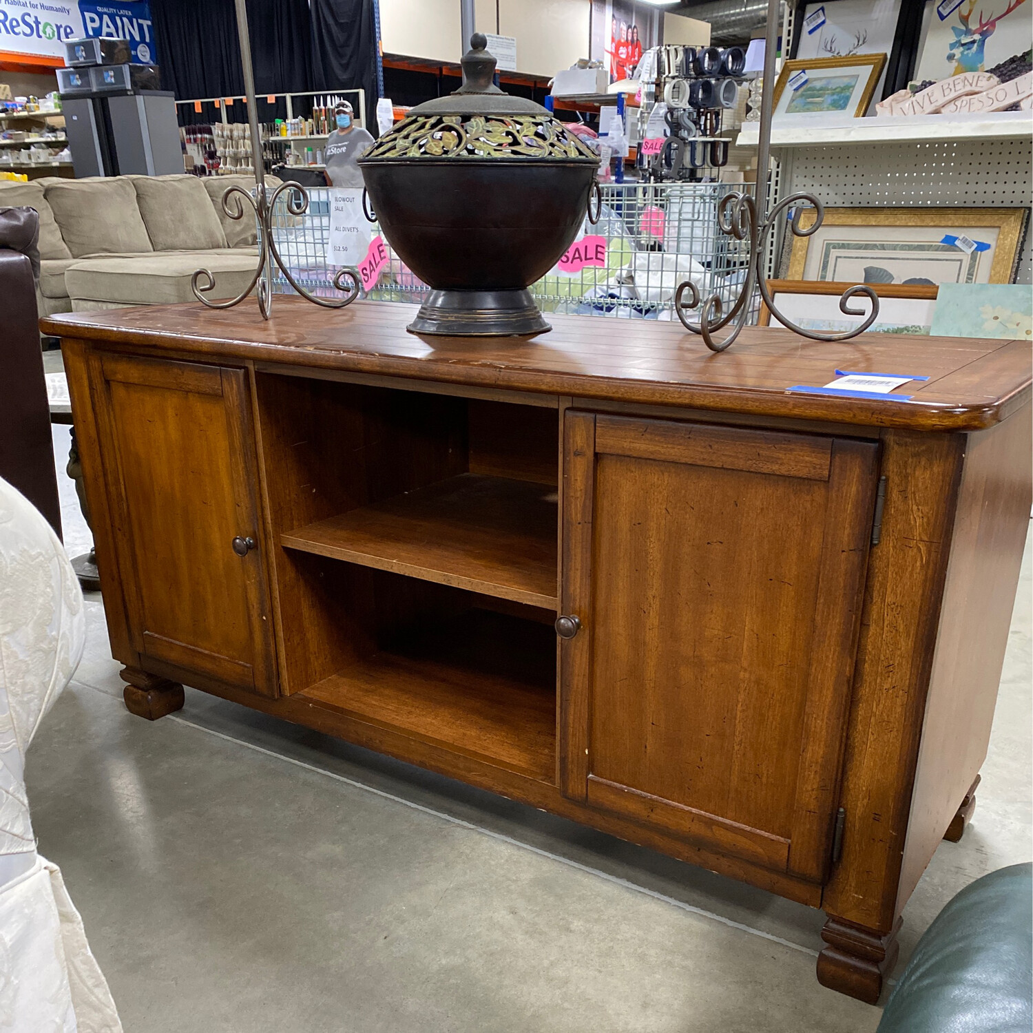 CLEARANCE BROWN TV STAND 2 DOORS