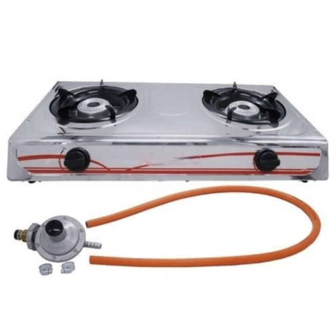 Aruif 2 Plate Gas Stove Stainless Steel