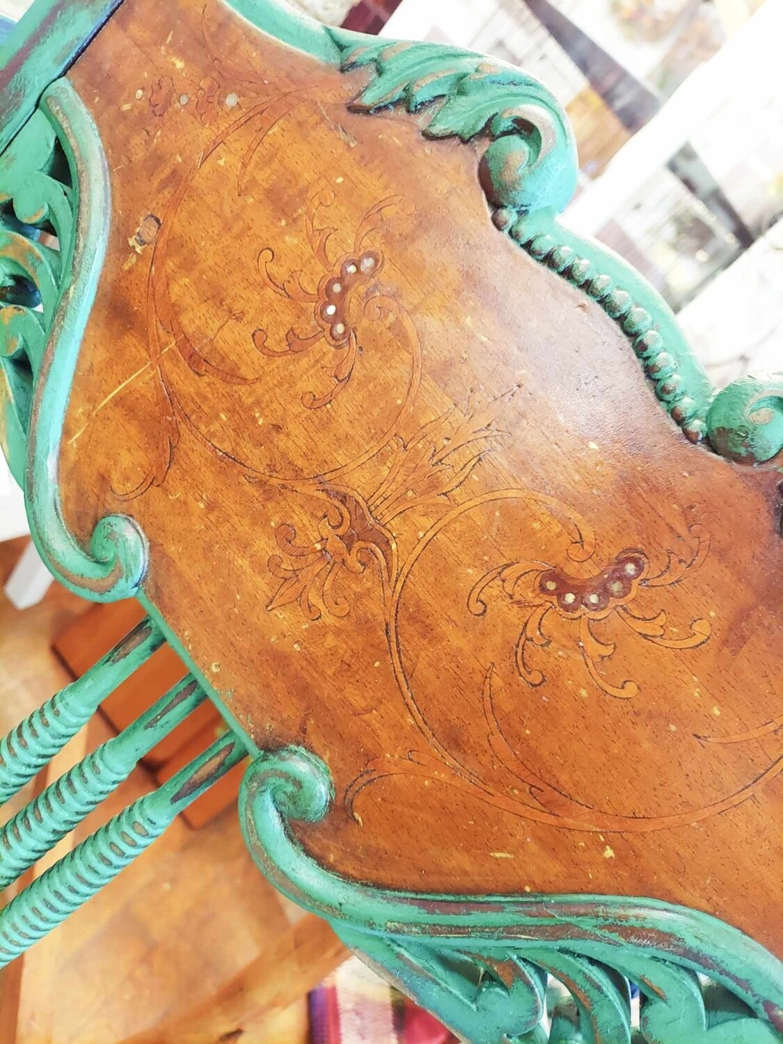 Live edge Green desk and chair