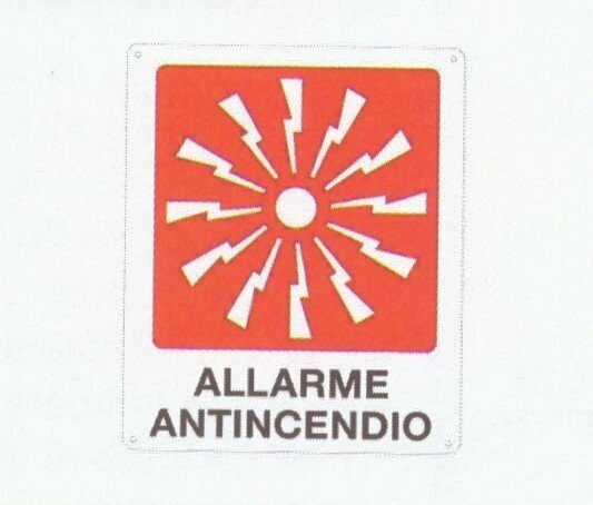 Cartello Allarme Antincendio Vsafety 13011 – Rettangolare 15x15 Cm, Plastica Rigida 1mm, Logo ISO, Conformità EN ISO 7010 - 2