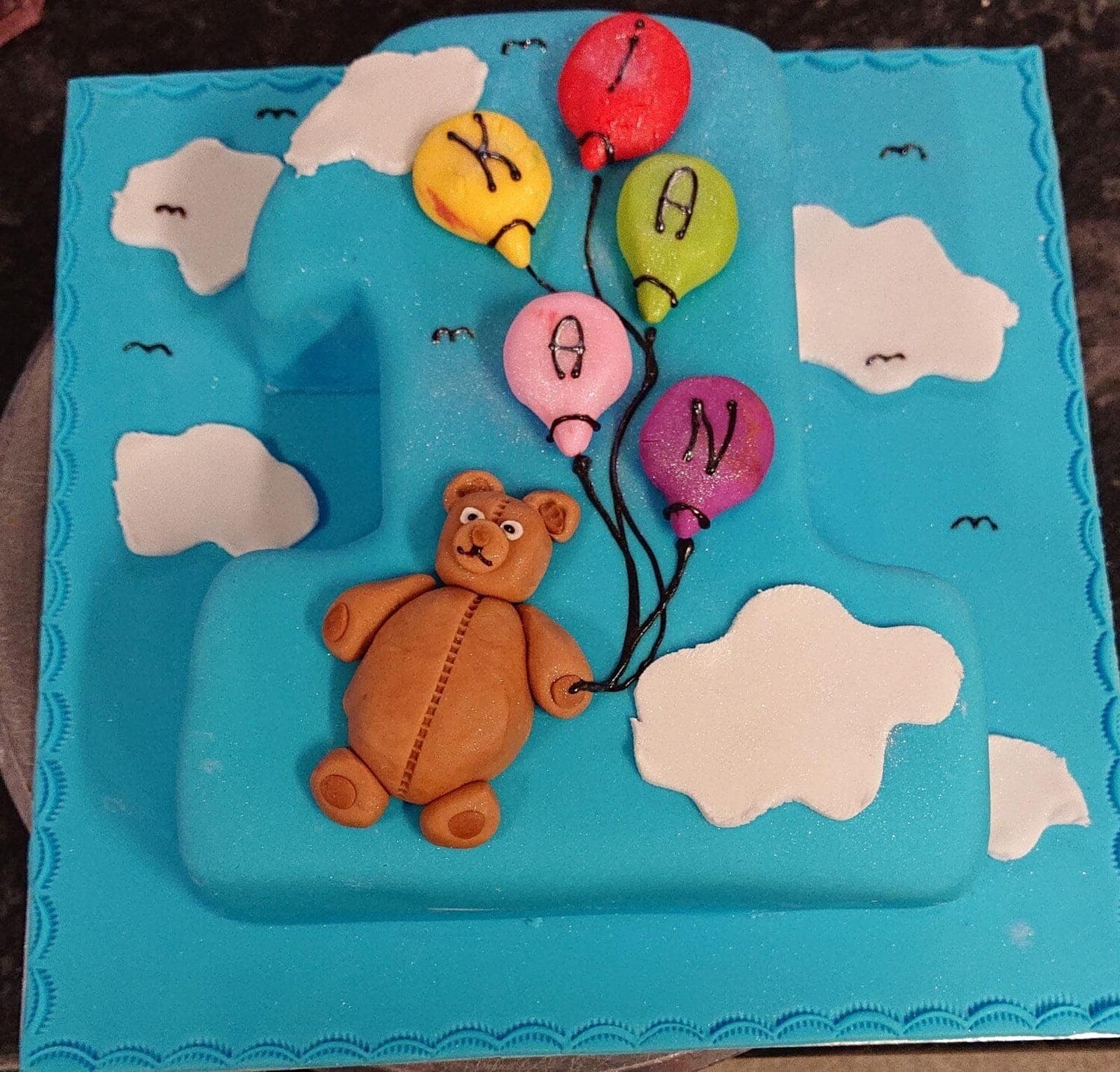 Number 1 Blue Royal Icing Cake