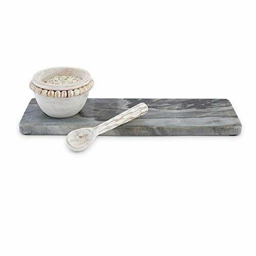 Mud Pie Beaded Dip Bowl on Marble Tray