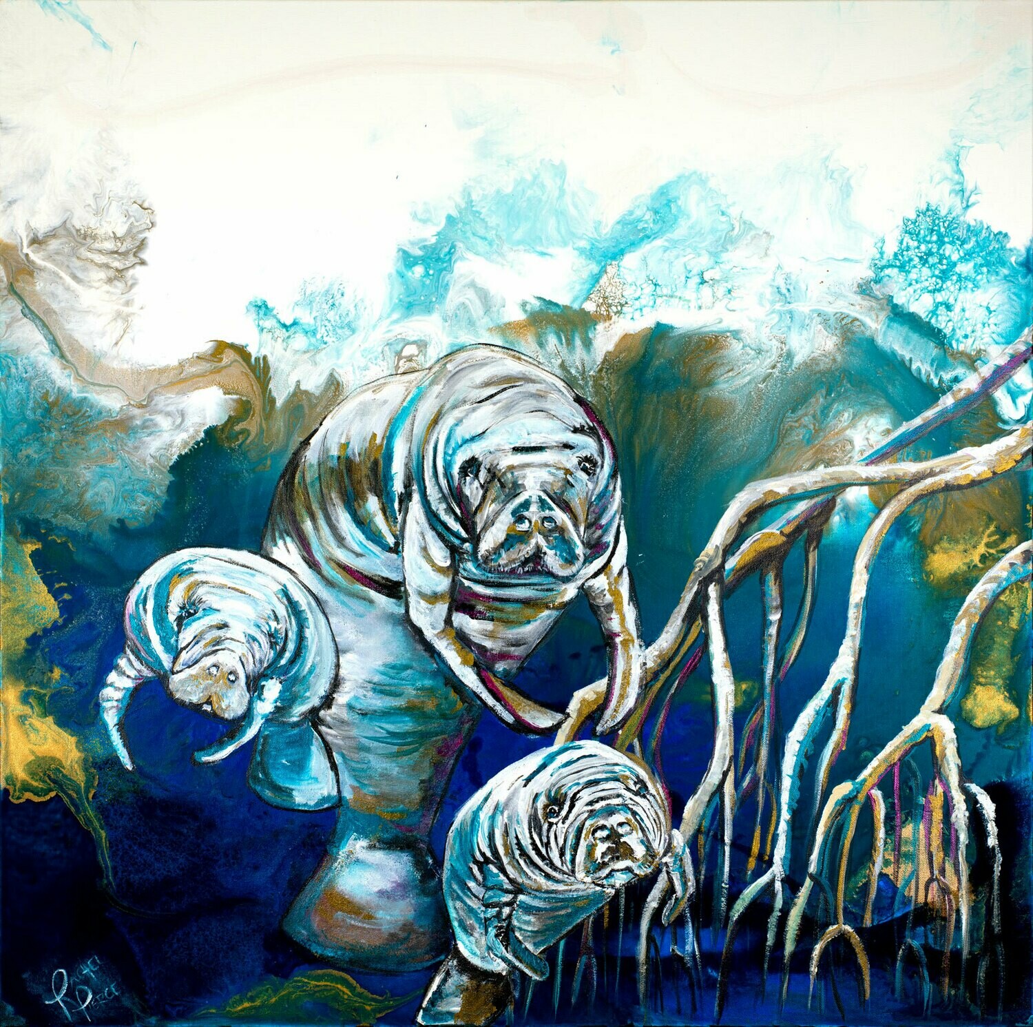 Manatees in Mangroves print