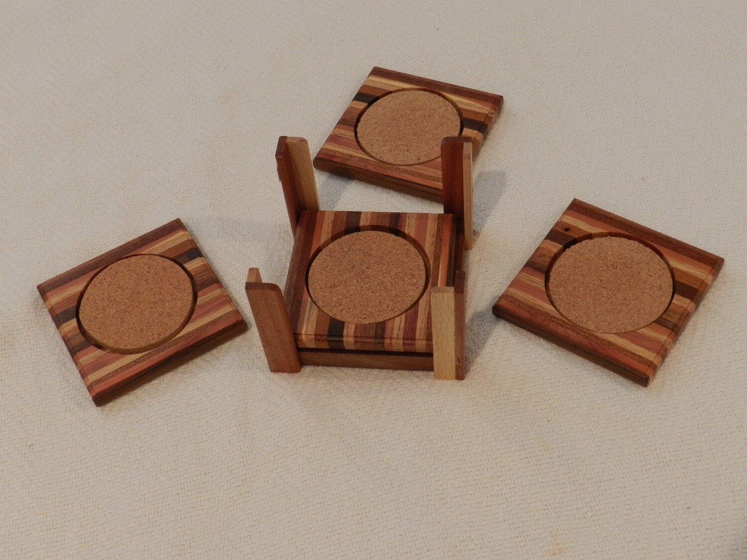 Drink Coasters with Cork Insert & Holder