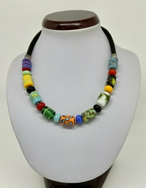 Collier Perles De Verre Murano Jaune - Très Bon État - Occasion