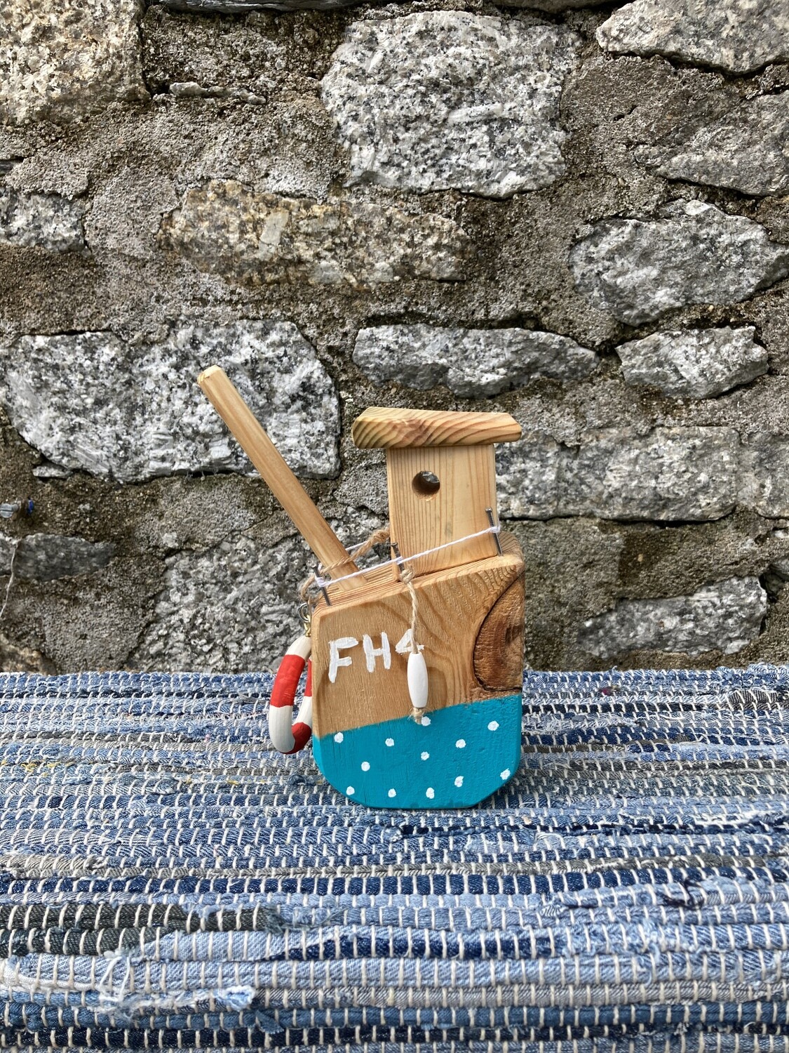 Handmade Wooden Boat Ornament FH4
