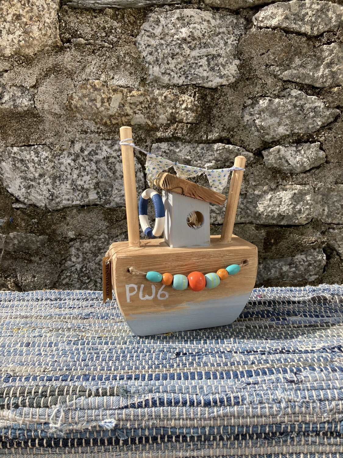 Handmade Wooden Boat Ornament PW6