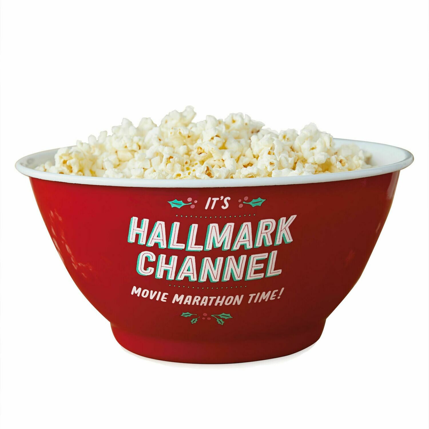 Hallmark Channel Movie Marathon Metal Popcorn Bowl Home Down Cherry