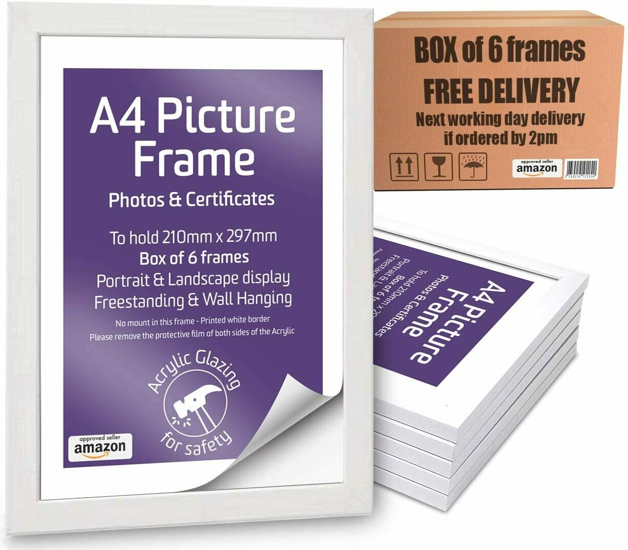 A4 White Frames Box of 6
