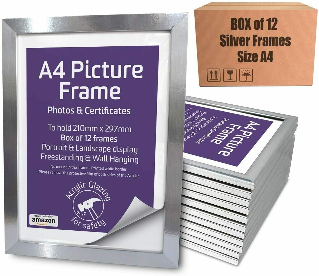A4 Silver Frame Pack of 12