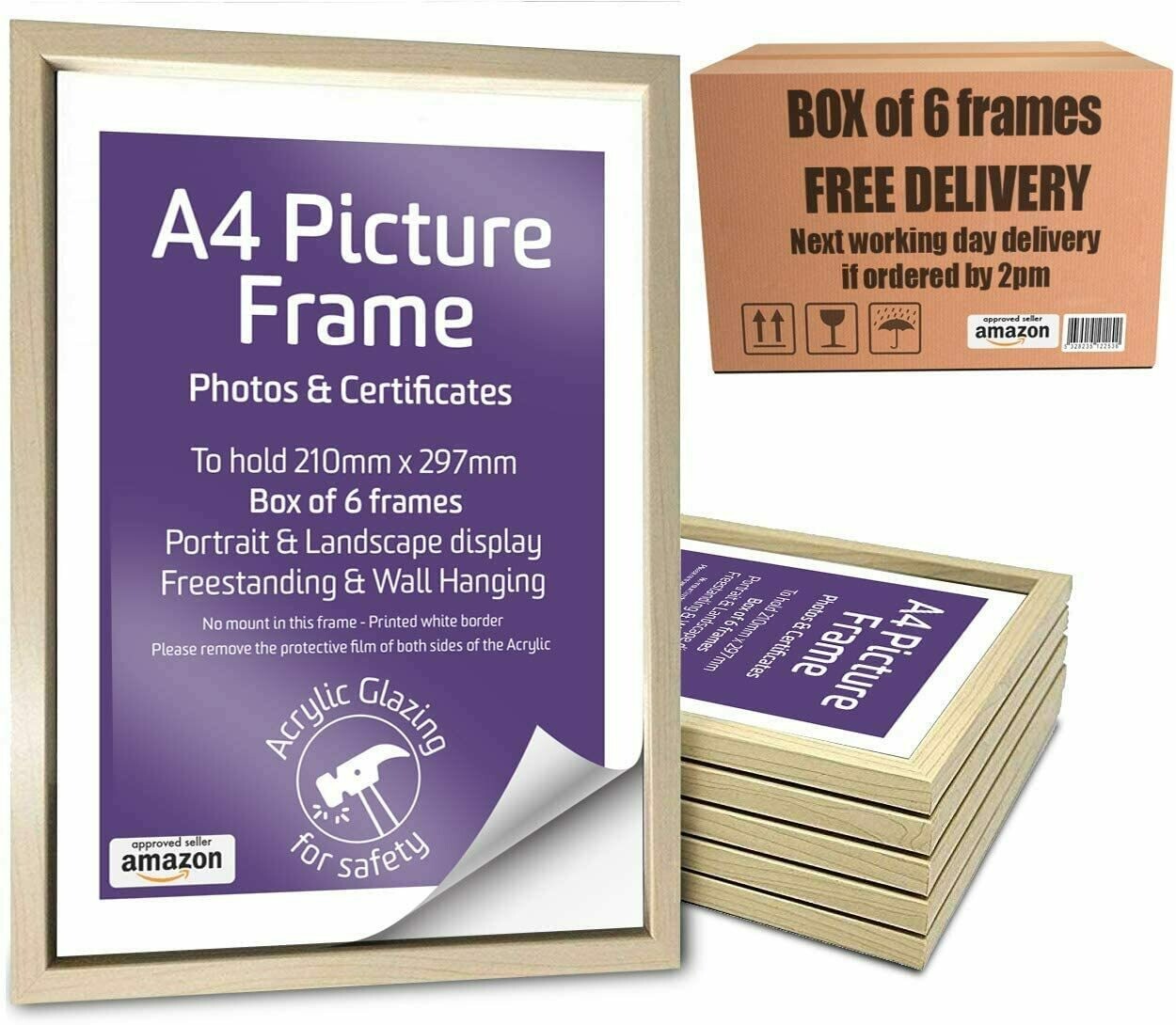 A4 Pine Frames Box of 6