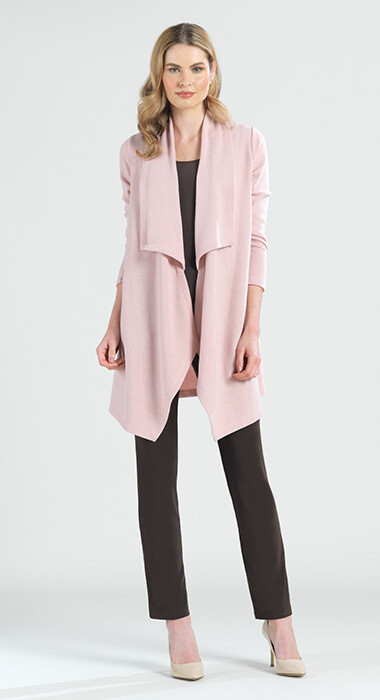 Clara Sun Woo Cozy Peach Sweater Drape Cardi