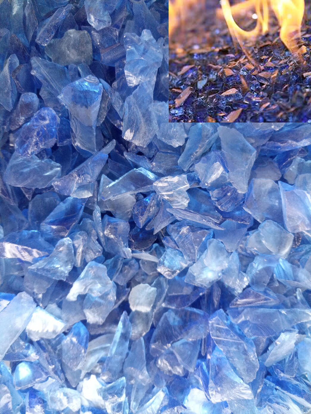 Blue Fire Glass 1kg For Fire Pits, Gas Fires And Ethanol Burners