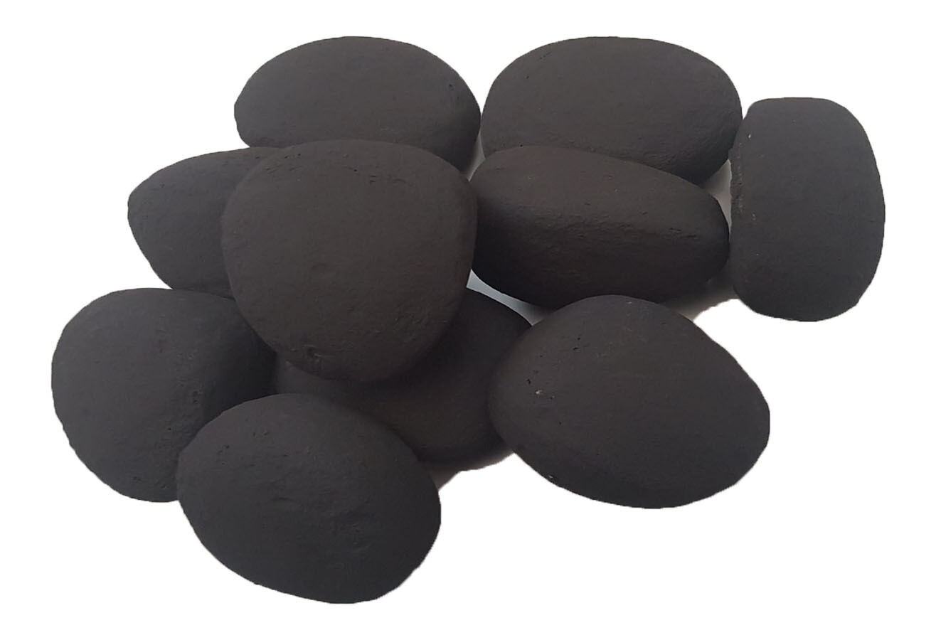 20 Black Gas Fire, Fire Pit Pebbles Firebrand Direct