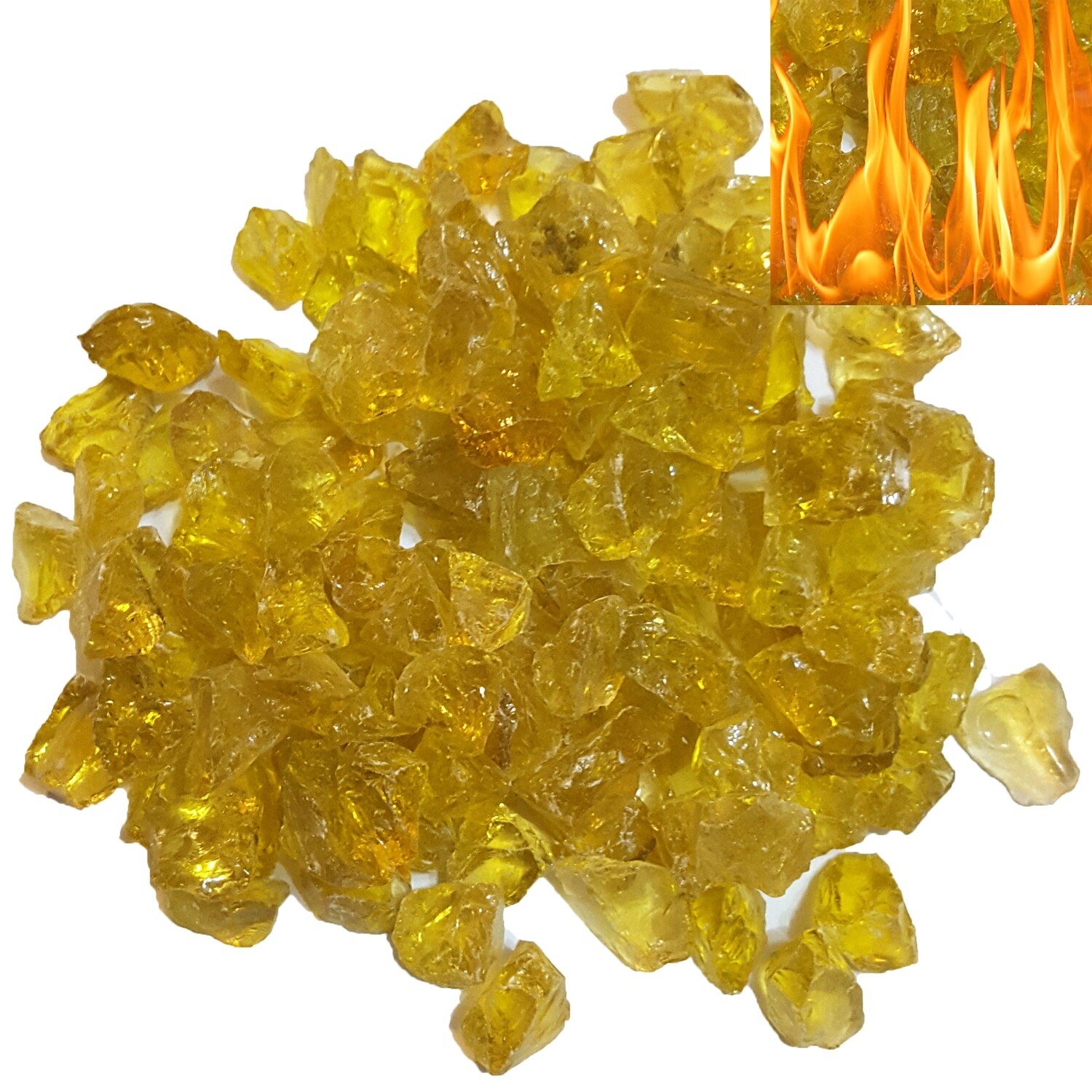 Yellow Fire Glass 1kg For Fire Pits, Gas Fires And Ethanol Burners