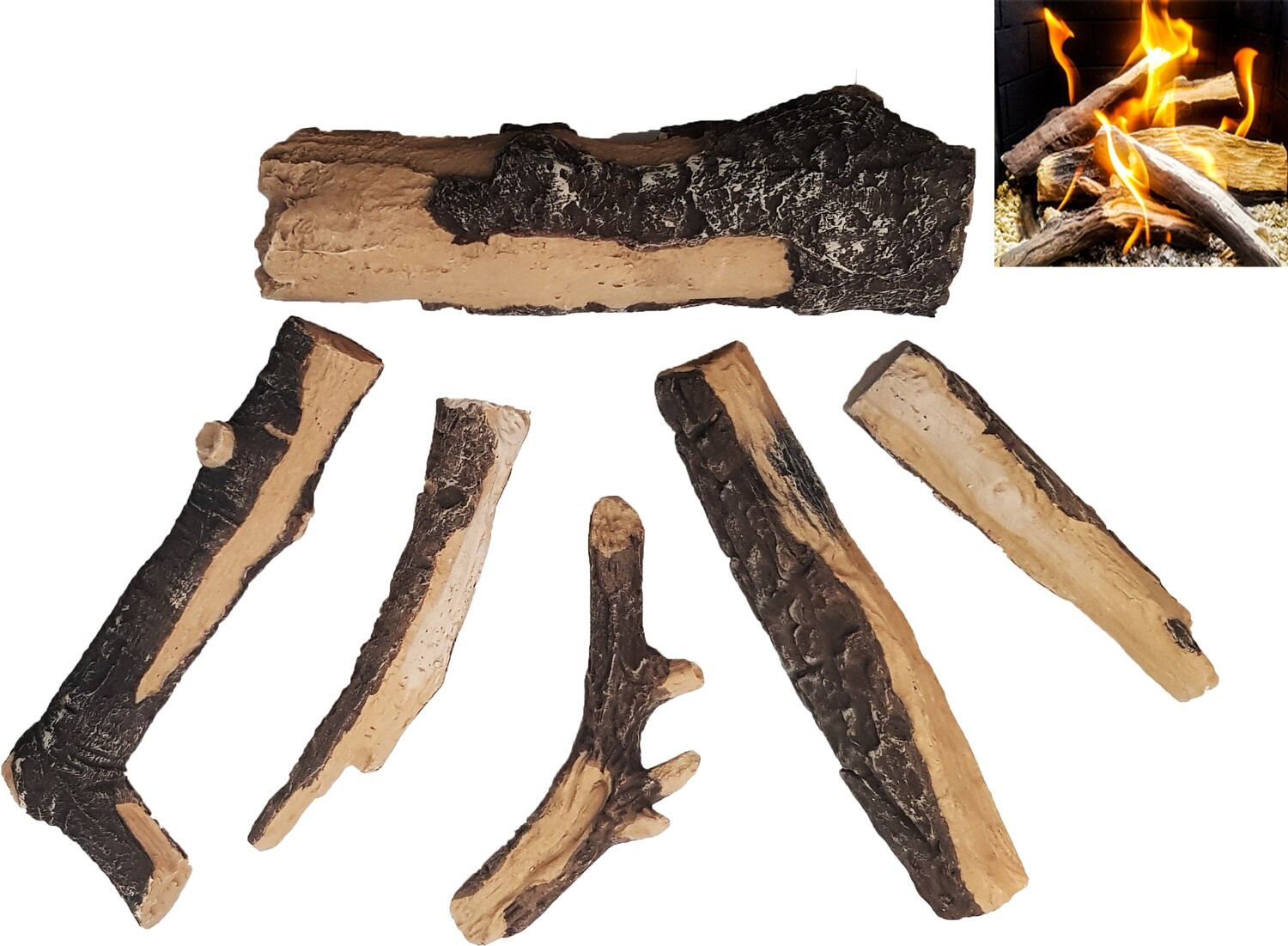 6 Ceramic Logs For Gas Fire Fire Pit Firebrand Direct