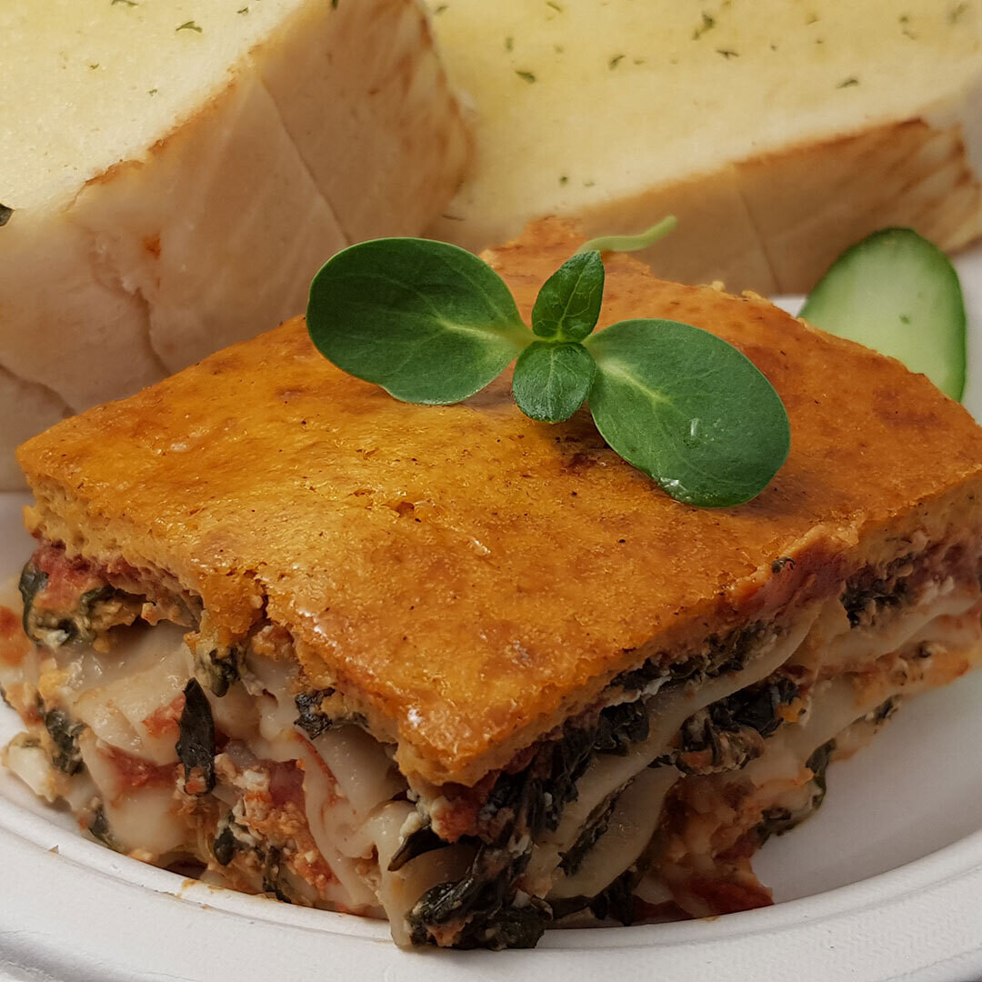 Vegan Tofu Spinach Lasagna w/ Garlic Bread Simply Food Guam