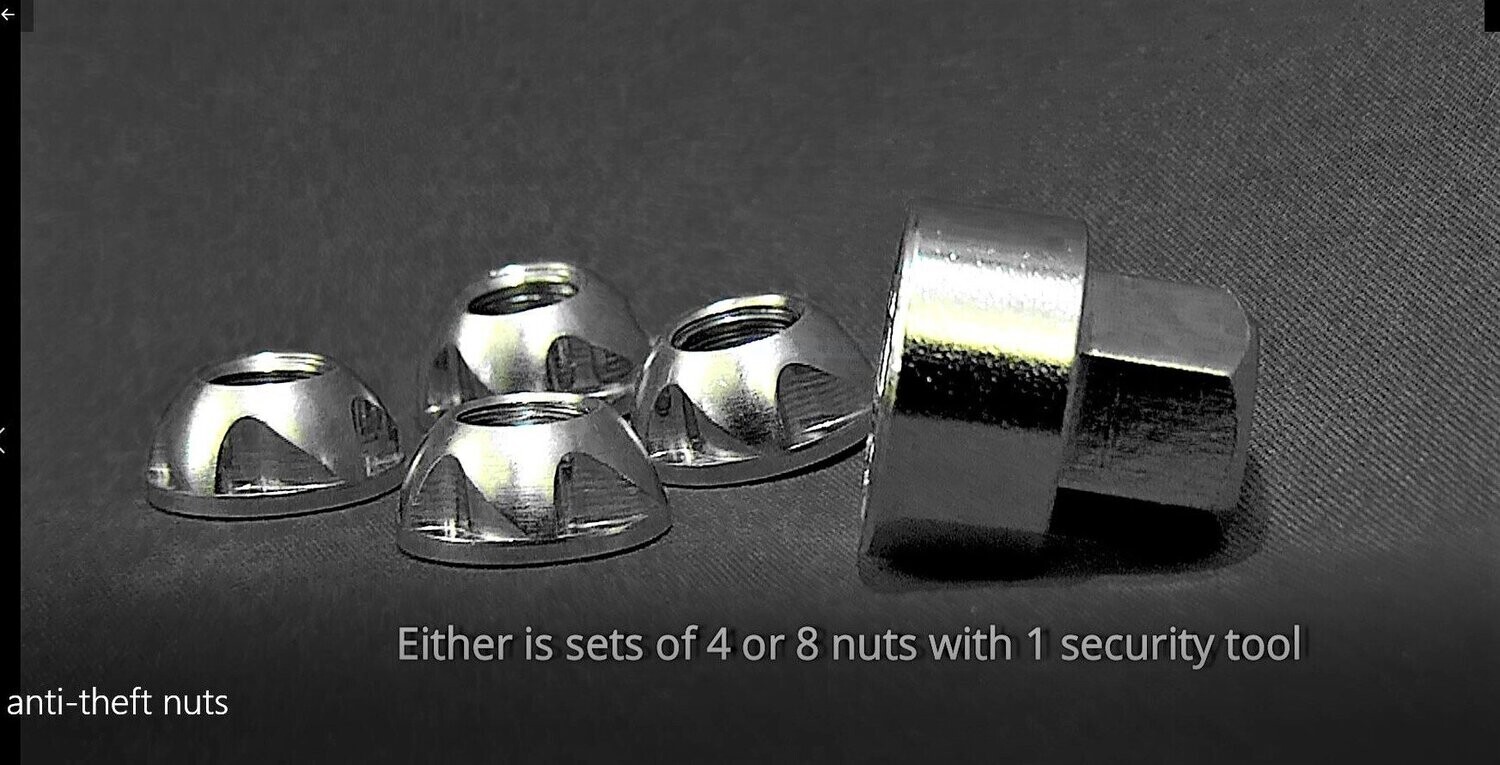 Forest stainless steel M8 antitheft nuts with security tool.