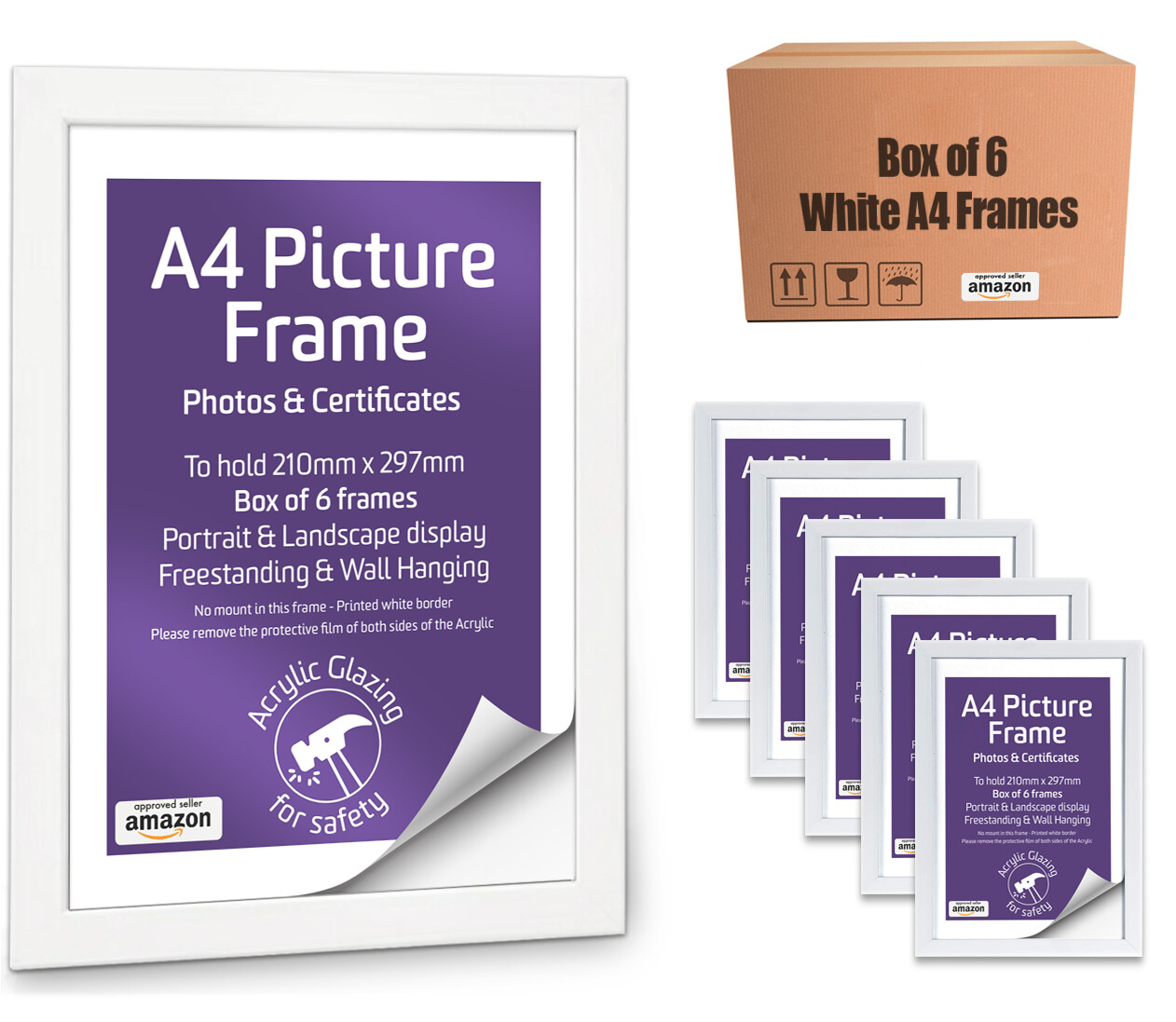 A4 White Frames Box of 6