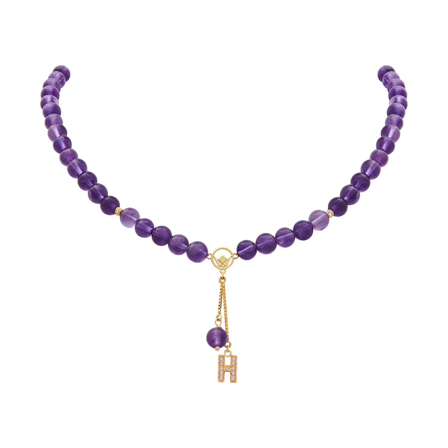 Pendant Gold Diamond Initial with Amethyst Online Jewelery Store In