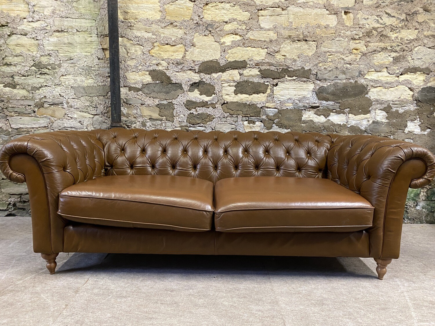 Chesterfield Tan Leather 3 seater Sofa