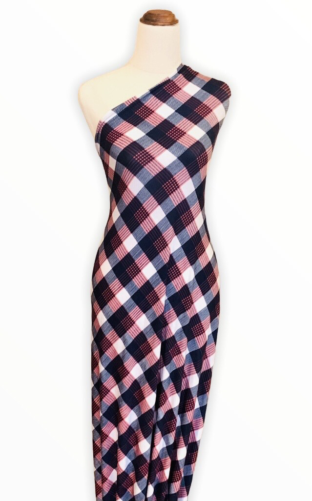 Checks Rayon Spandex 160cm Wide 0.7m Piece