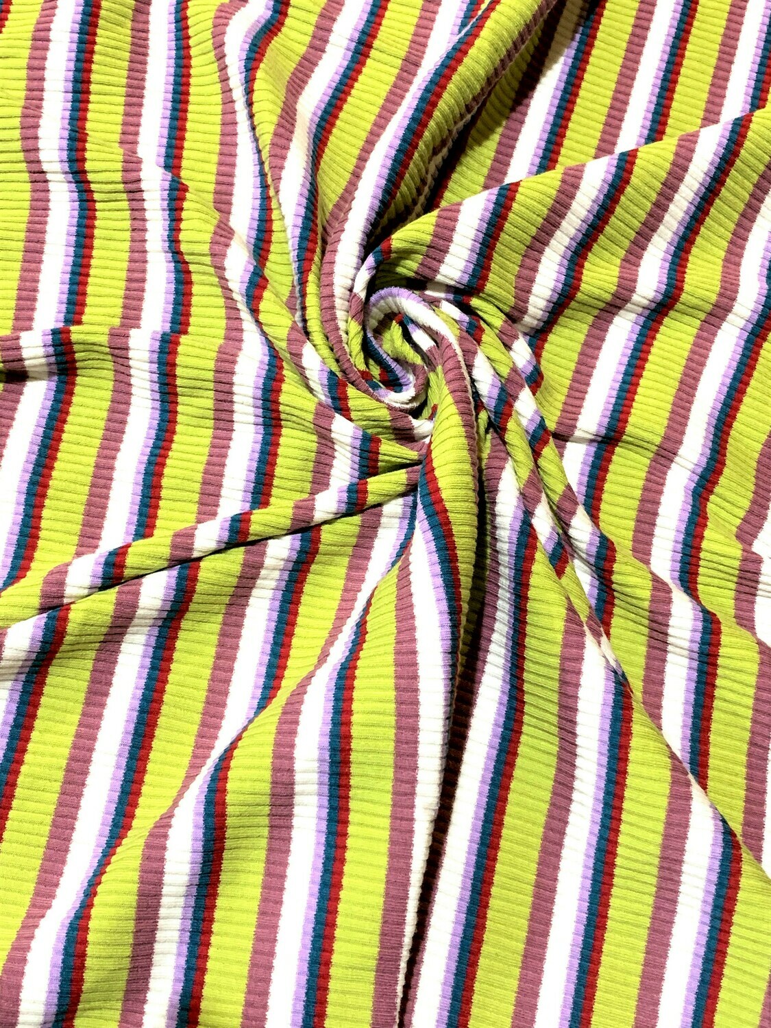 Spring Green Ribbed Cotton Jersey Knit, 240gsm 120cm Wide