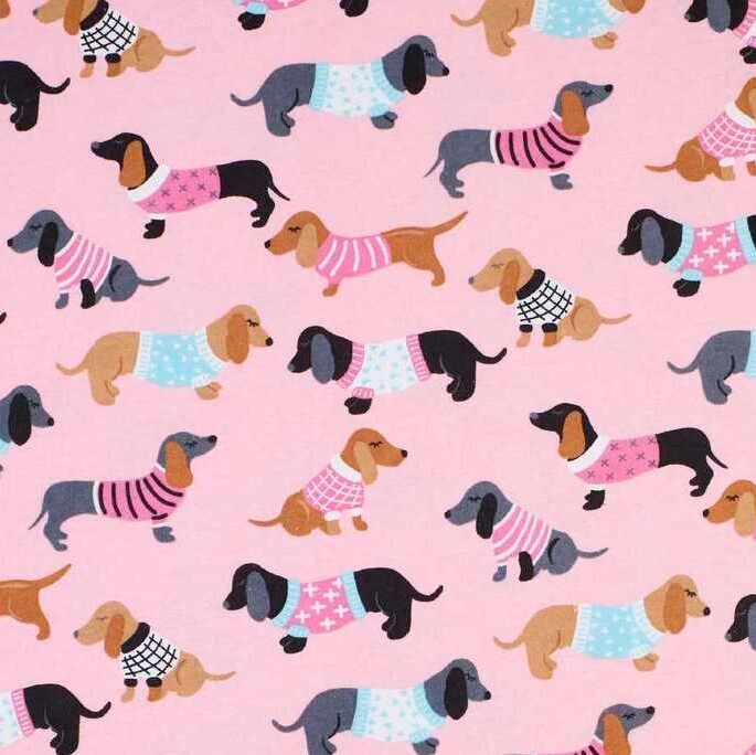 Sausage Dogs Cotton Flannelette 112cm wide Final 0.5m
